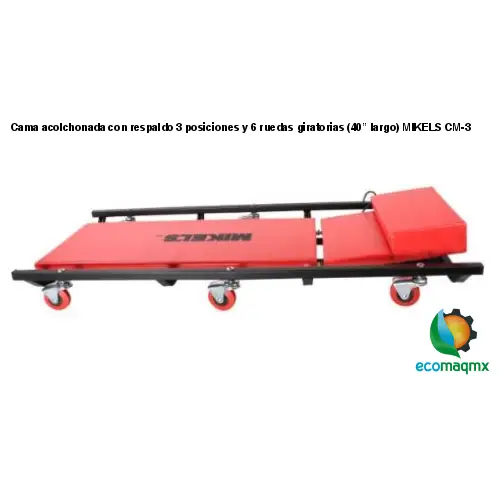 Cama acolchonada con respaldo 3 posiciones y 6 ruedas giratorias (40” largo) MIKELS CM-3