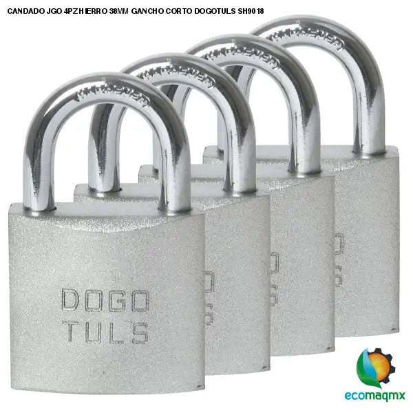 CANDADO JGO 4PZ HIERRO 38MM GANCHO CORTO DOGOTULS SH9018