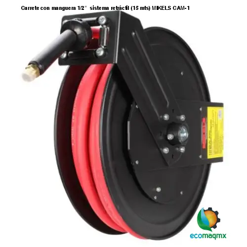 Carrete de acero con manguera, 1/2”  sistema retráctil (15 mts) MIKELS CAM-1
