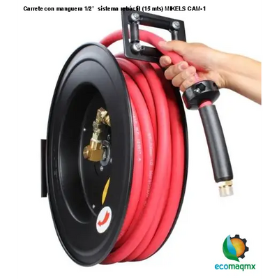 Carrete de acero con manguera, 1/2”  sistema retráctil (15 mts) MIKELS CAM-1