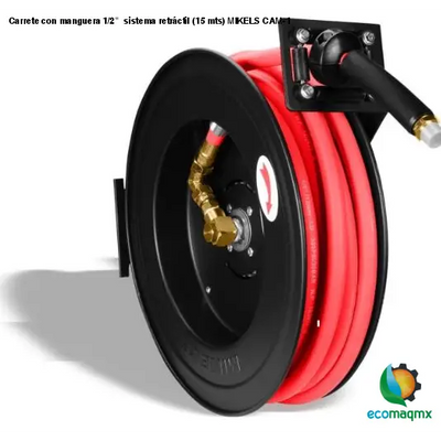 Carrete de acero con manguera, 1/2”  sistema retráctil (15 mts) MIKELS CAM-1