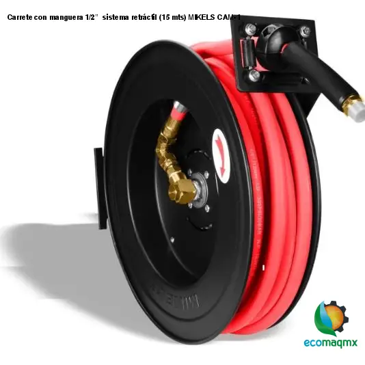 Carrete de acero con manguera, 1/2”  sistema retráctil (15 mts) MIKELS CAM-1