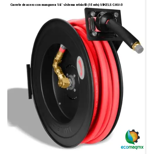 Carrete de acero con manguera 1/4” sistema retráctil (15