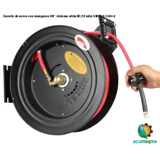 Carrete de acero con manguera 3/8” sistema retráctil (15