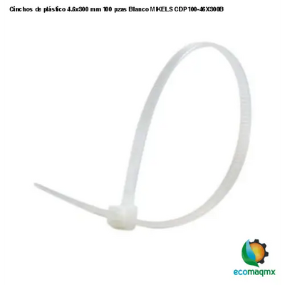 Cinchos de plástico 4.6x300 mm, 100 pzas, Blanco MIKELS CDP100-46X300B
