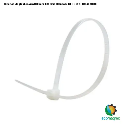 Cinchos de plástico 4.6x300 mm, 100 pzas, Blanco MIKELS CDP100-46X300B