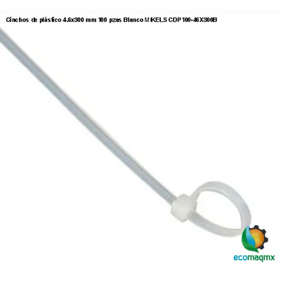 Cinchos de plástico 4.6x300 mm, 100 pzas, Blanco MIKELS CDP100-46X300B
