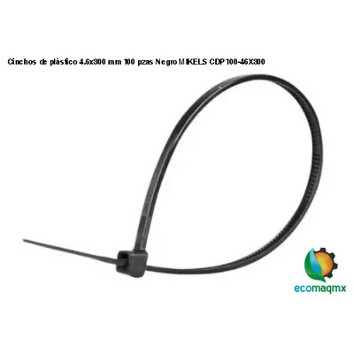 Cinchos de plástico 4.6x300 mm, 100 pzas, Negro MIKELS CDP100-46X300