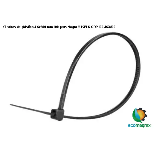 Cinchos de plástico 4.6x300 mm, 100 pzas, Negro MIKELS CDP100-46X300