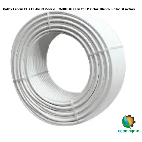 Coflex Tubería PEX BLANCO Modelo: TX-B3L30 Diámetro: 1