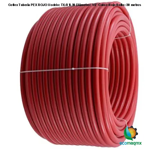 Coflex Tuberia PEX ROJO Modelo: TX-R1L30 Diámetro: 1/2