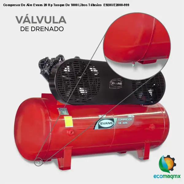 Compresor De Aire Evans 20 Hp Tanque De 1000 Litros