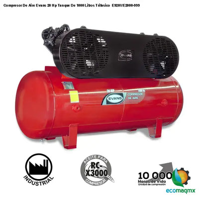 Compresor De Aire Evans 20 Hp Tanque De 1000 Litros