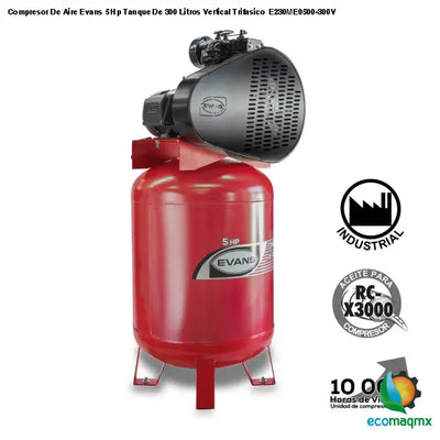 Compresor De Aire Evans 5 Hp Tanque De 300 Litros Vertical