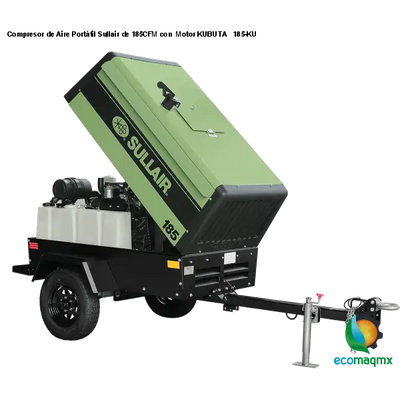 Compresor de Aire Portátil Sullair de 185CFM con Motor