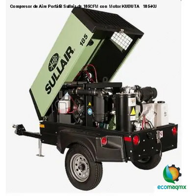 Compresor de Aire Portátil Sullair de 185CFM con Motor