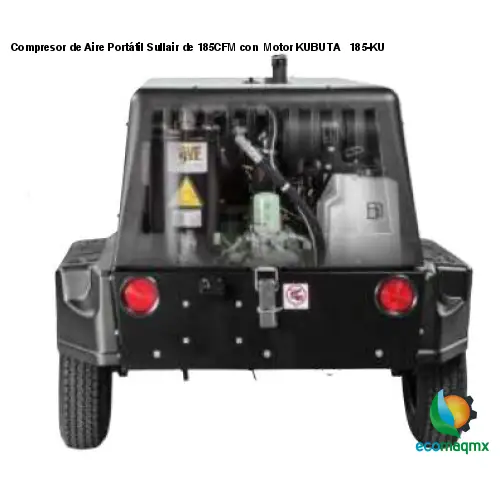 Compresor de Aire Portátil Sullair de 185CFM con Motor