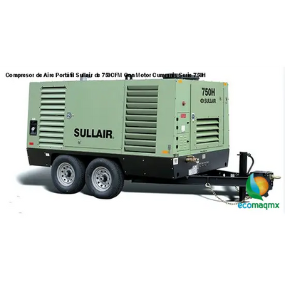 Compresor de Aire Portátil Sullair de 750CFM Con Motor