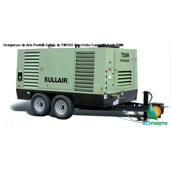 Compresor de Aire Portátil Sullair de 750CFM Con Motor