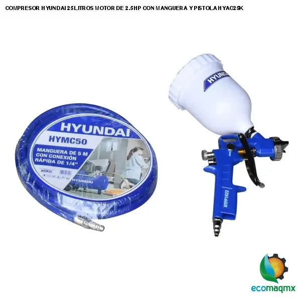 COMPRESOR HYUNDAI 25 LITROS MOTOR DE 2.5 HP CON MANGUERA Y