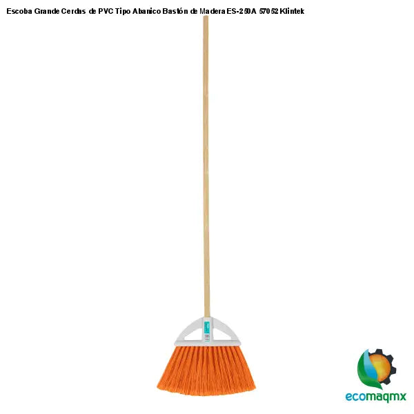 Escoba Grande Cerdas de PVC Tipo Abanico Bastón de Madera