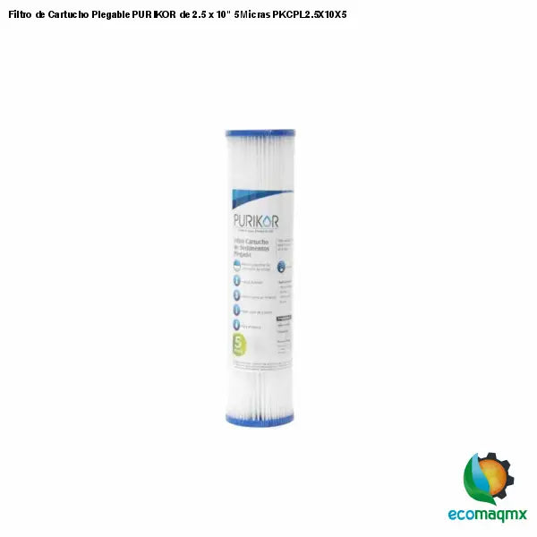 Filtro de Cartucho Plegable PURIKOR de 2.5 x 10 5 Micras