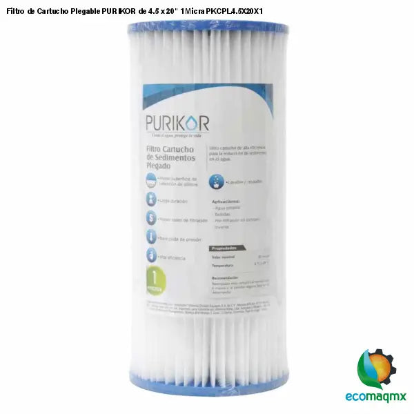 Filtro de Cartucho Plegable PURIKOR de 4.5 x 20 1 Micra