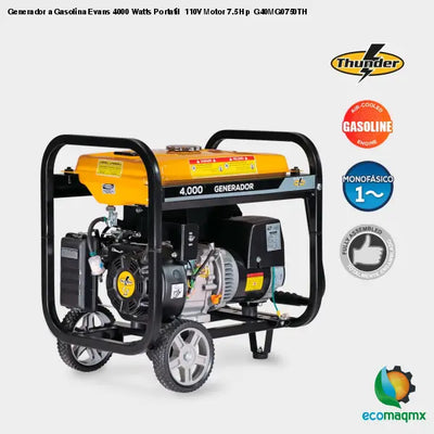 Generador a Gasolina Evans 4000 Watts Portatil 110V Motor