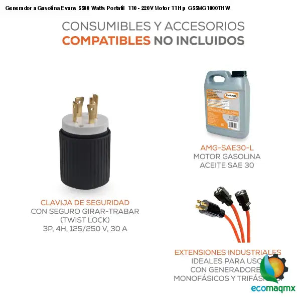 Generador a Gasolina Evans 5500 Watts Portatil 110 - 220V