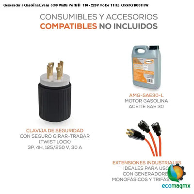 Generador a Gasolina Evans 5500 Watts Portatil 110 - 220V