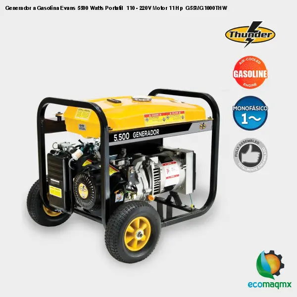 Generador a Gasolina Evans 5500 Watts Portatil 110 - 220V