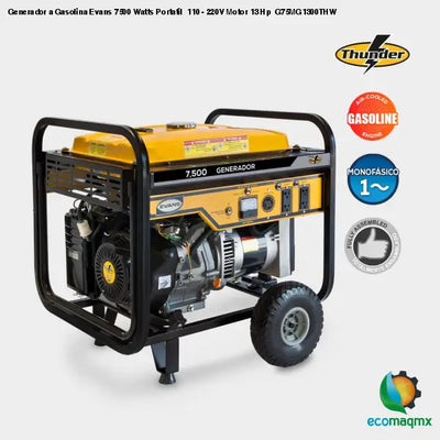 Generador a Gasolina Evans 7500 Watts Portatil 110 - 220V