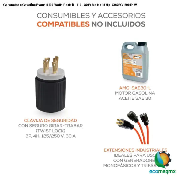 Generador a Gasolina Evans 9500 Watts Portatil 110 - 220V