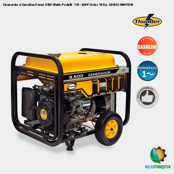 Generador a Gasolina Evans 9500 Watts Portatil 110 - 220V