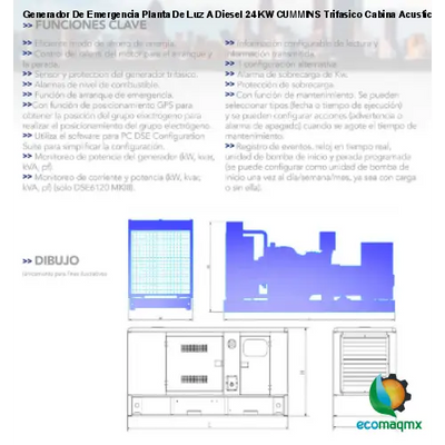 Generador De Emergencia Planta De Luz A Diesel 24 KW CUMMINS Trifasico Cabina Acustica HYEGE24CUM