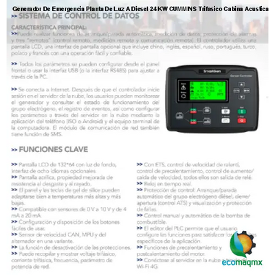 Generador De Emergencia Planta De Luz A Diesel 24 KW CUMMINS Trifasico Cabina Acustica HYEGE24CUM