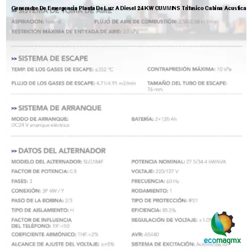 Generador De Emergencia Planta De Luz A Diesel 24 KW CUMMINS Trifasico Cabina Acustica HYEGE24CUM