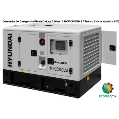 Generador De Emergencia Planta De Luz A Diesel 24 KW CUMMINS Trifasico Cabina Acustica HYEGE24CUM