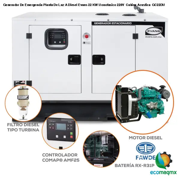 Generador De Emergencia Planta De Luz A Diesel Evans 22 KW