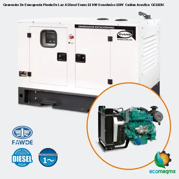 Generador De Emergencia Planta De Luz A Diesel Evans 22 KW