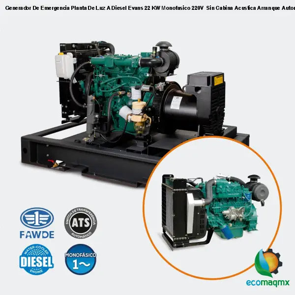 Generador De Emergencia Planta De Luz A Diesel Evans 22 KW