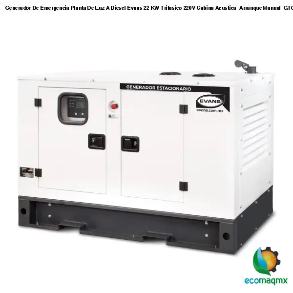 Generador De Emergencia Planta De Luz A Diesel Evans 22 KW