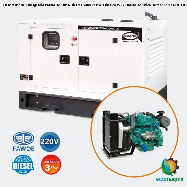 Generador De Emergencia Planta De Luz A Diesel Evans 22 KW