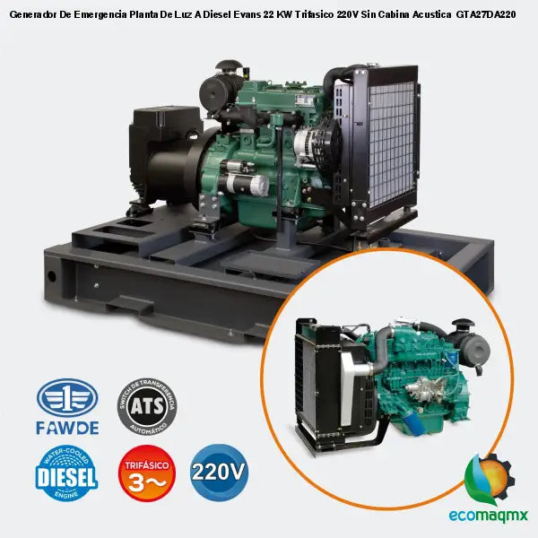 Generador De Emergencia Planta De Luz A Diesel Evans 22 KW