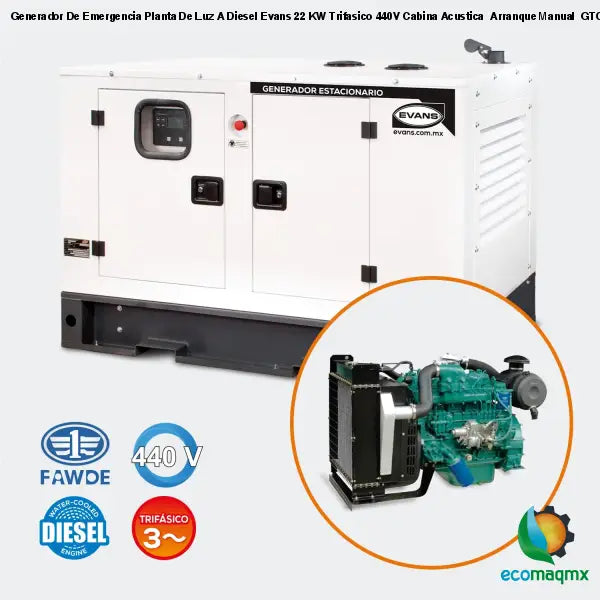 Generador De Emergencia Planta De Luz A Diesel Evans 22 KW