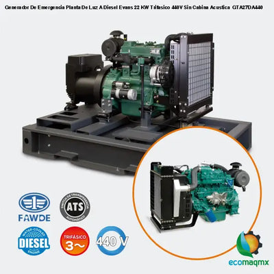 Generador De Emergencia Planta De Luz A Diesel Evans 22 KW