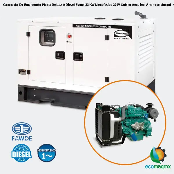 Generador De Emergencia Planta De Luz A Diesel Evans 33 KW