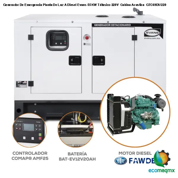 Generador De Emergencia Planta De Luz A Diesel Evans 55 KW