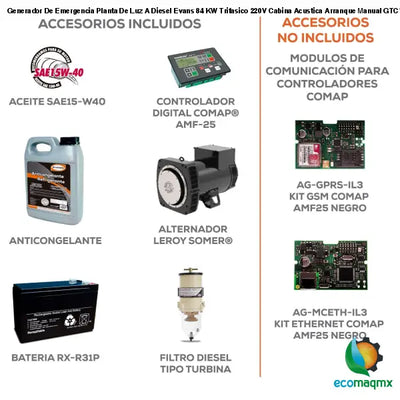 Generador De Emergencia Planta De Luz A Diesel Evans 84 KW