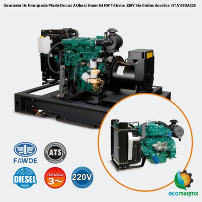 Generador De Emergencia Planta De Luz A Diesel Evans 84 KW